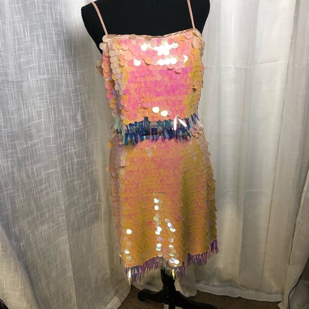 Skies Are Blue Peach Sequin Skirt Set NWT size M - Picture 3 of 16